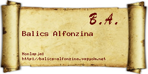 Balics Alfonzina névjegykártya